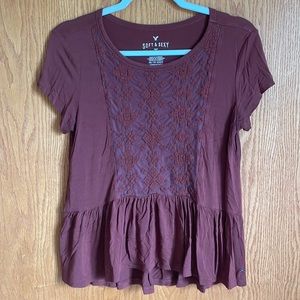 Orangish Brown Flowy American Eagle Top